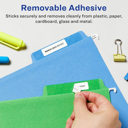 Avery Matte White Removable Rectangle Labels with Sure Feed Technology, Print-to-The-Edge, 5" x 1.75", 6,000 Removable Labels, Laser/Inkjet Printable Labels