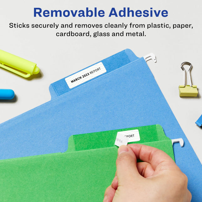 Avery Matte White Removable Rectangle Labels with Sure Feed Technology, Print-to-The-Edge, 2/3" x 1-3/4", 4,400 Removable Labels, Laser/Inkjet Printable Labels