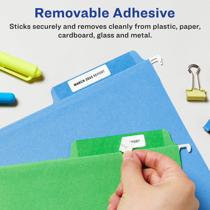 Avery Matte White Removable Rectangle Labels with Sure Feed Technology, Print-to-The-Edge, 5" x 1.75", 6,000 Removable Labels, Laser/Inkjet Printable Labels