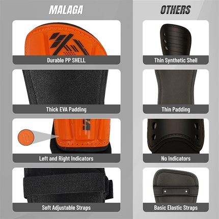 Vizari Malaga Soccer Shinguard – Durable, Breathable Leg Guards with Robust Protection, Elastic Straps for Kids, Youth, and Adults – Essential Soccer Gear