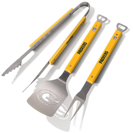 YouTheFan NFL Green Bay Packers Spirit Series 3-Piece BBQ Set, Stainless Steel, 22" x 9"