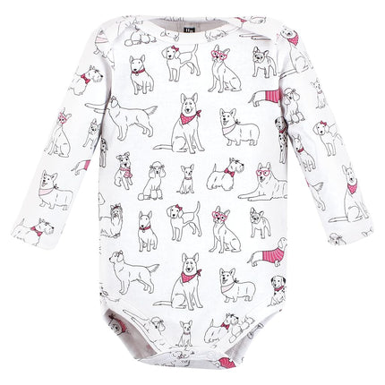 Hudson Baby unisex-baby Cotton Long-sleeve Bodysuits, Girl Dogs 7-pack, Preemie