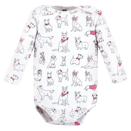 Hudson Baby unisex-baby Cotton Long-sleeve Bodysuits, Girl Dogs 7-pack, Preemie