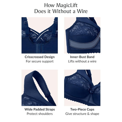 Glamorise MagicLift Original Support Wirefree Bra 1000 (Women's & Women's Plus) Black