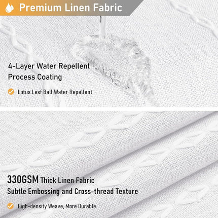BTTN 72 x 80 Boho Famrhouse Linen Heavy Duty Cloth Shower Curtain, White
