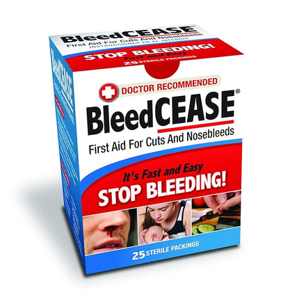 Bleedcease First Aid for Cuts and Nosebleeds Sterile Packings, 25 Count