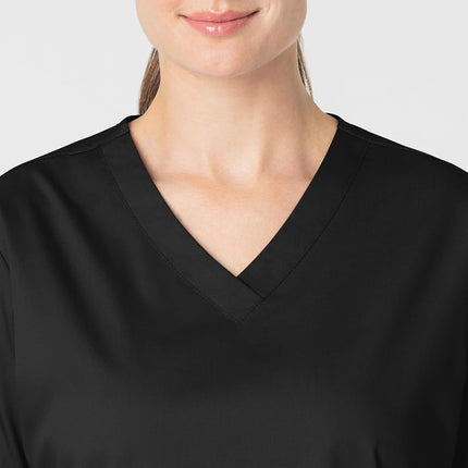 WonderWink Women's Plus-Size Wonderwork V-Neck Scrub Top, Black, 3X-Large