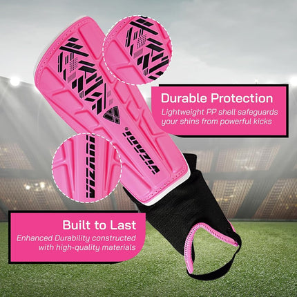 Vizari Malaga Shin Guards for Kids, Youth, Adults – Lightweight Soccer Shin Pads with Ankle Protection for Boys, Girls, Men & Women (Ages 3 to Adult)