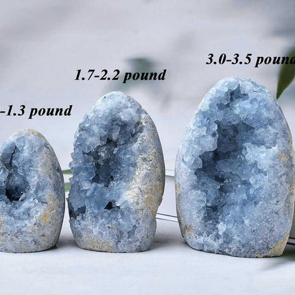 FZBHRO Large Blue Celestite Cluster Geode Healing Crystal Stone Collection Mineral Specimen Home Office Decor Meditation Gifts 1.7-2.2 Pound