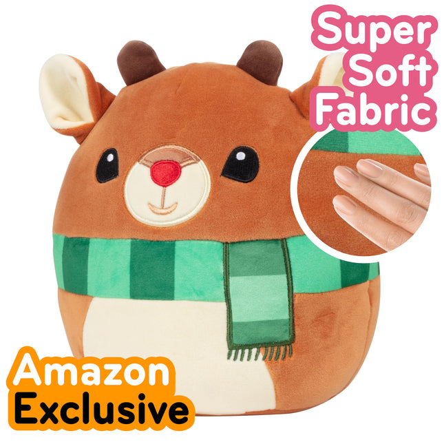 Squishmallows Original Reno de nariz roja de 8 pulgadas - Peluche navideño oficial de Jazwares - Juguete de peluche coleccionable suave y esponjoso - Edición limitada de 2025 - Regalo para niños y niñas