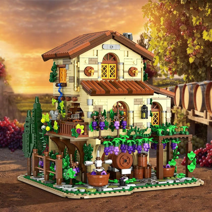 INSOON Grape Chateau Building Set with LED Light, 1831 PCS Winery House Building Kit for Adults Teens Kids Boys Girls 10+