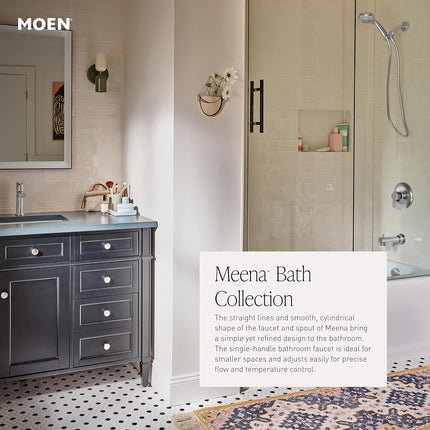 Moen Meena Matte Black Single Handle Modern Shower Faucet with Handshower and Tub Spout for Bathtub (Valve Included), 82618BL