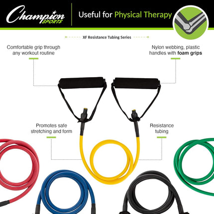 Champion Sports XF200 Light Resistance Tubing w/Foam Handle, Green