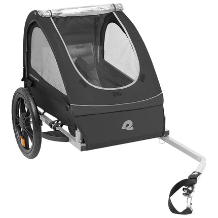 Retrospec Rover Remolque de Bicicleta para Niños - Remolque Plegable/Desmontable para Bicicleta con Ruedas de 16", Reflectores de Seguridad y Compartimento de Almacenamiento Trasero para Niños de Uno o Dos Pasajeros - Negro