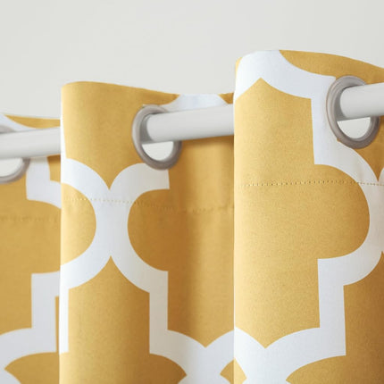 Exclusive Home Curtains Ironwork Woven Blackout Grommet Top Panel Pair, Sundress Yellow, 52x84, 2 Piece