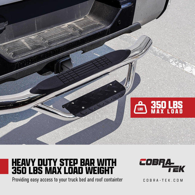 Cobra-Tek Polished Premium Drop Down Hitch Step Fit 2" Class III & Class IV Htich Receiver with Hitch Pin & Hitch Stabilizer