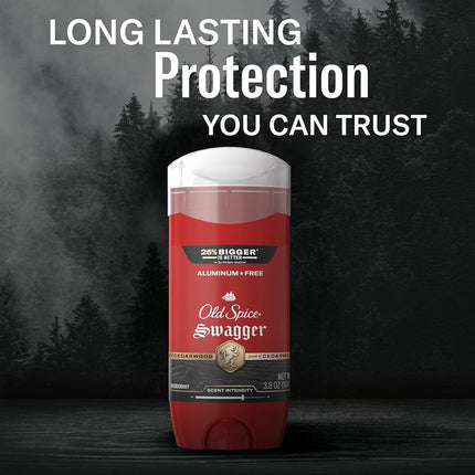 Old Spice Aluminum Free Deodorant for Men, 24/7 Odor Protection, 24/7 Freshness & Lasting Scent, Swagger with Cedarwood Scent, 3.8 oz (Pack of 3)