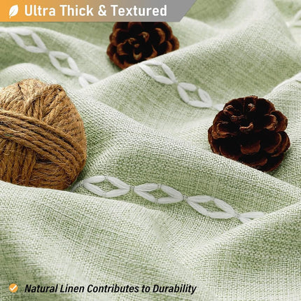BTTN 72x96 Extra Long Boho Linen Heavy Duty Shower Curtain Set, Sage Green