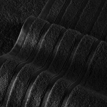 Elegant Comfort 4 Lines Viscose Stripe 6-Piece Premium Towel Set - 100% Turkish Cotton High Absorbent Luxury Bathroom Towels – Includes 2 Washcloths, 2 Hand Towels and 2 Bath Towels Set, Black