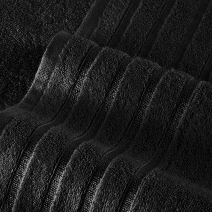 Elegant Comfort 4 Lines Viscose Stripe 6-Piece Premium Towel Set - 100% Turkish Cotton High Absorbent Luxury Bathroom Towels – Includes 2 Washcloths, 2 Hand Towels and 2 Bath Towels Set, Black