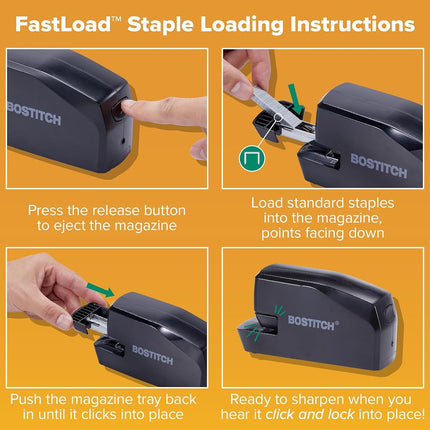Bostitch Office Portable Electric Stapler, 20 Sheets, AC or Battery Powered, Black (MDS20-BLK)