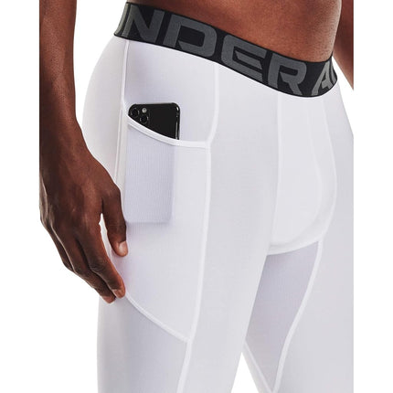 Under Armour Men's HeatGear Long Shorts, White (100)/Black, 4X-Large Tall