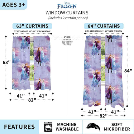 Juego de cortinas para ventana de habitación infantil de Franco, 82 x 63 pulgadas, Disney Frozen 2 (los estampados pueden variar)