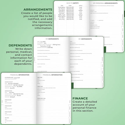Clever Fox Large End of Life Planner – Guided Final Arrangements Organizer Notebook for Instructions, Beneficiary Info, Will Preparation, Last Wishes & Funeral Planning – 8.5" x 11" (Dark Green)