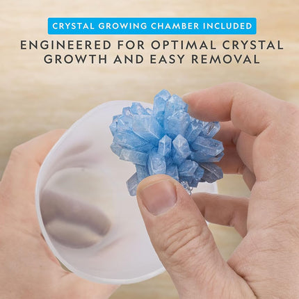 National Geographic Crystal Growing Kit - 3 Vibrant Coloured Crystals to Grow with Light-Up Display Stand & Guidebook, Includes 3 Real Gemstone Specimens Including A Geode & Green Fluorite