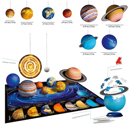 Ravensburger 3D Puzzle Ball - Solar System - Ages 9+, 54 Pieces