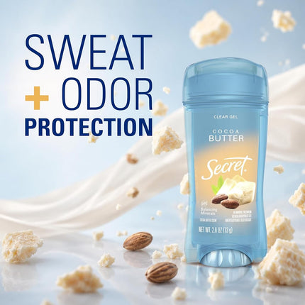 Secret Fresh Clear Gel Antiperspirant and Deodorant for Women, Cocoa Butter Scent, 2.6oz 73g