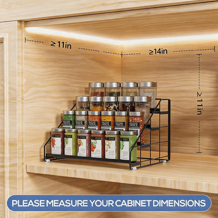 GIGIFTREE Spice Rack Organizer for Cabinet, 4 Tiered Spice Rack Organizer, Tiered Adjustable Spice Shelf for Kitchen Countertop Pantry Organization (Bright Black)