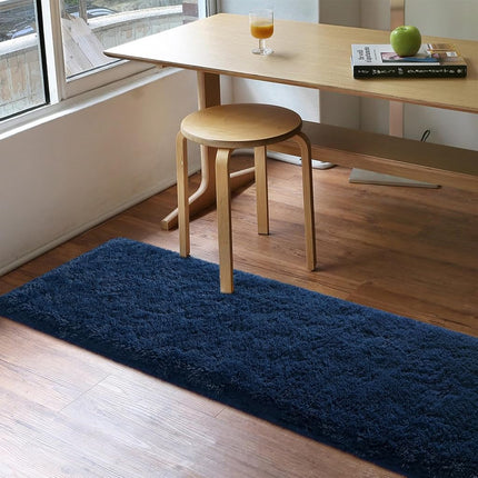 FALARK Soft Navy Blue Runner Rugs for Bedroom, 2x6 ft Bedside Rug Plush Fluffy Carpets, Shag Furry Modern Area Rug Carpet for Living Room Girls Kids Room Nursery Home Decor, Navy Blue