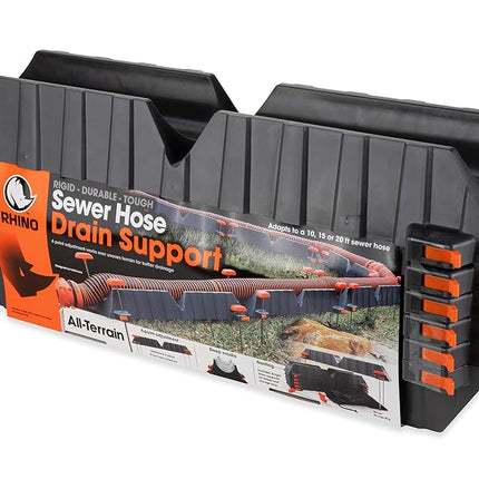 Camco Rhino Camper/RV Sewer Hose Support Kit - Supports Up to 20-Feet of RV Sewer Hose - Features Nesting Design for Easy RV Storage & Includes (6) 30” Section w/4 Stakes Each (43071)
