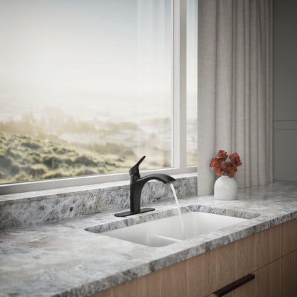 Kohler 30468-BL Rival Single Handle Pull-Out Kitchen, Laundry, Utility Sink Faucet, Matte Black, 1.5 gpm