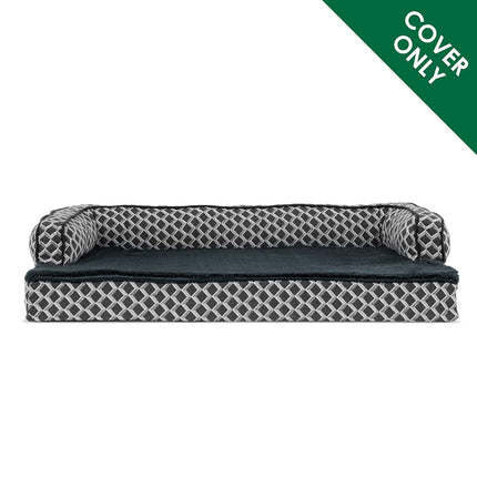 Furhaven Replacement Dog Bed Cover Comfy Couch Plush & Décor Sofa-Style, Machine Washable - Diamond Gray, Jumbo Plus (XX-Large)