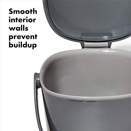 OXO Good Grips Easy-Clean Compost Bin - Charcoal - 0.75 Gal/2.83 L, Gray