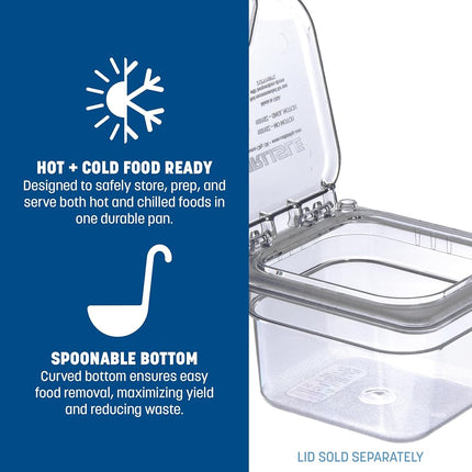 Carlisle FoodService Products StorPlus Food Storage Container 1/6 Size Food Pan for Serving and Storing Hot or Cold Food, 1.7 Qt, 1 Count, Clear