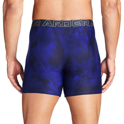 Under Armour Men's Tech 6-inch Boxerjock 2-Pack Boxer Briefs, Royal Windstream Print, Pack of 3, L