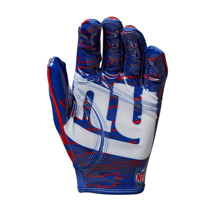 Guantes de fútbol americano Wilson NFL Stretch Fit - New York Giants-Juveniles (WTF9327NG)