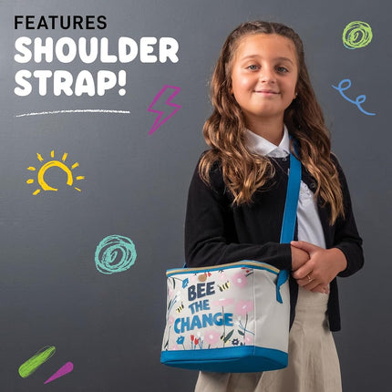 Fit & Fresh Insulated Lunch Box for Kids Boys & Girls, Lunch Bag for Kids with 2 Reusable Snack Bags, School Lunch Box, Bee The Change
