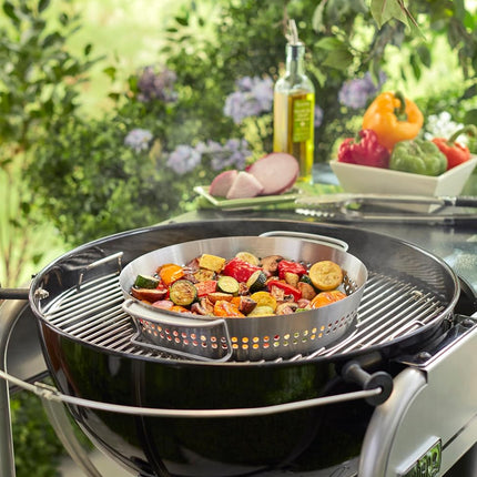 Weber Stainless Steel Poultry Roaster for Gourmet BBQ System - Juicy Grilling of Chicken and Turkey, Dishwasher Safe – Silver (8838)