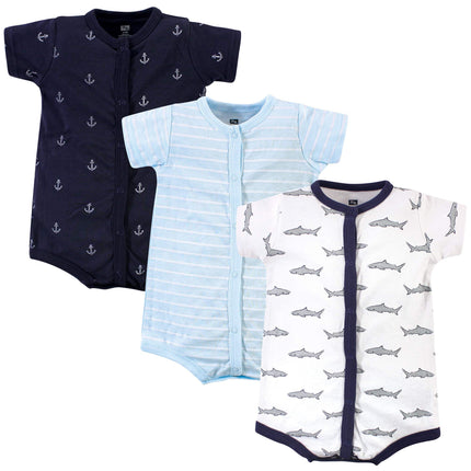 Hudson Baby Unisex Baby Cotton Rompers, Gray Shark