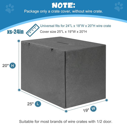Deblue Indoor Grey Dog Crate Cover, Privacy Polyester Pet Kennel Covers