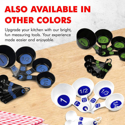 Chef Craft Easy to Read Plastic, Measuring Cup Set, 10 Piece Set, Blue