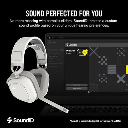 Corsair HS80 MAX WIRELESS Multiplatform Gaming Headset with Bluetooth – Dolby Atmos – Broadcast Quality Microphone – iCUE Compatible – PC, Mac, PS5, PS4, Mobile – White