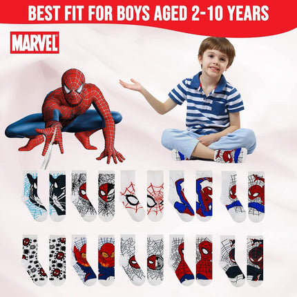 Spiderman Boys Socks, 10-Pack of Decorative Spiderman Toddler Socks, Amazing Marvel Legends Socks for Boys