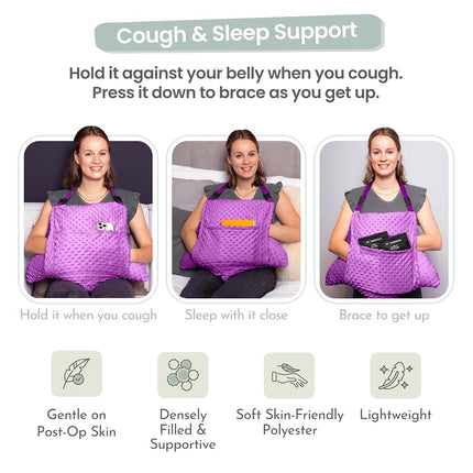 MOYOAMA 3 Pcs Hysterectomy Pillow Set - Incl 2 Gel Packs for Soothing Relief - Hysterectomy Recovery Must Haves After C Section,Post Surgery Pillow,Abdominal Surgery Recovery Pillow,Hysterectomy Gifts