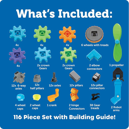 Learning Resources Gears! Gears! Gears! Robots in Motion, Ages 5+, STEM Robot Building Toy, 116-Piece Set, Moving Construction Kit