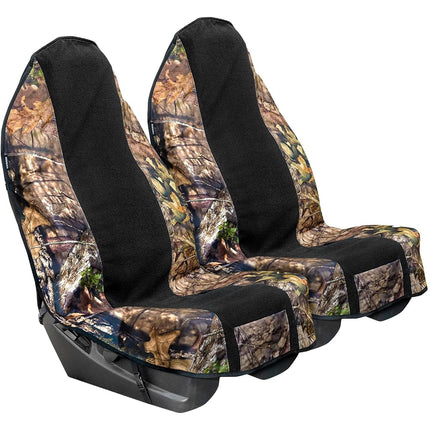 Season Guard Mossy Oak Camouflage Car Seat Cover Towel for Dogs Kids Outdoor Activities Universal Fit Cars SUVs Minivans Trucks Easy Fix Non-Slip 2 Pack